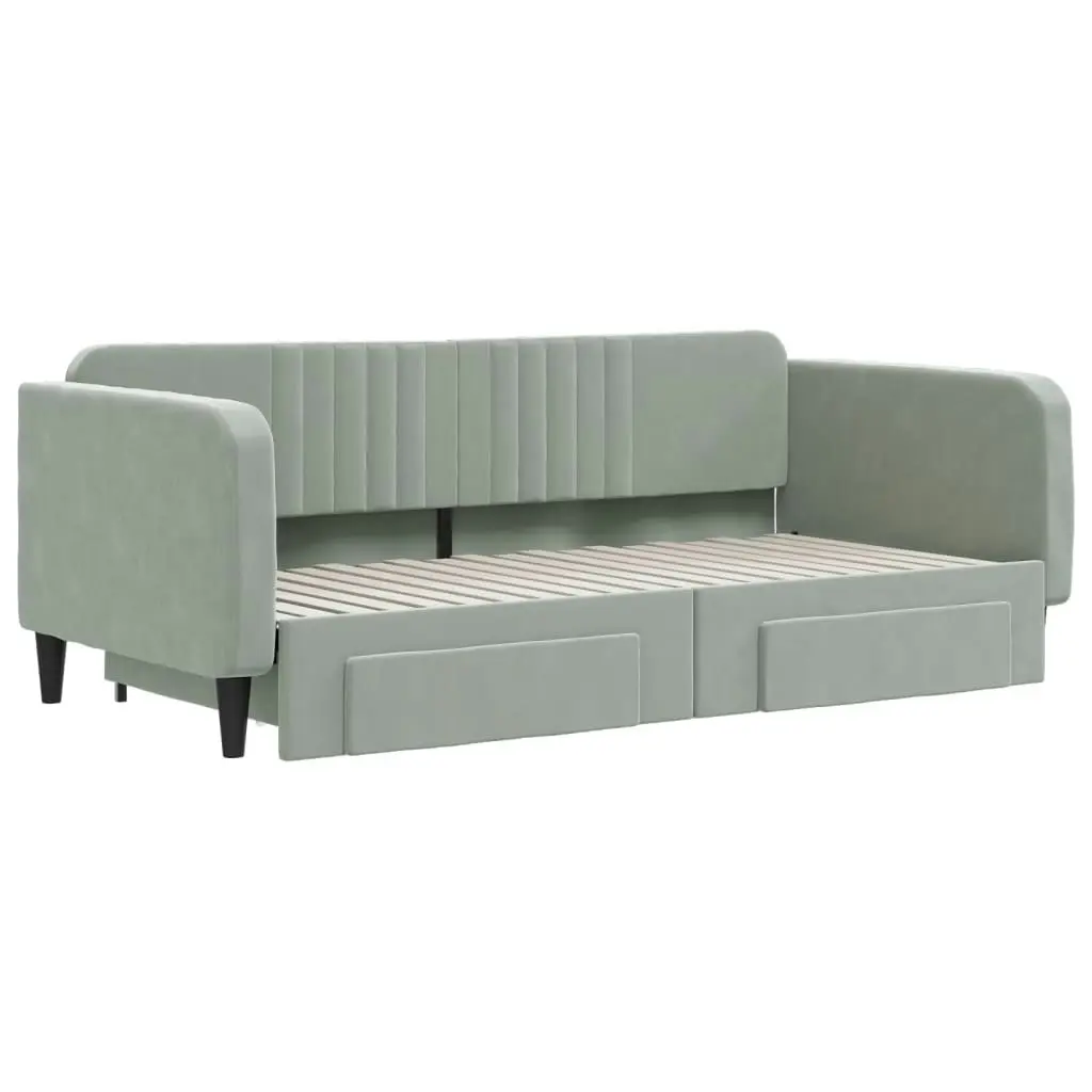 Daybed with Trundle&Drawers without Mattress Light Grey 90x190 cm 3197124