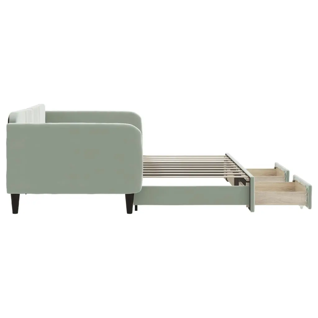 Daybed with Trundle&Drawers without Mattress Light Grey 90x190 cm 3197124