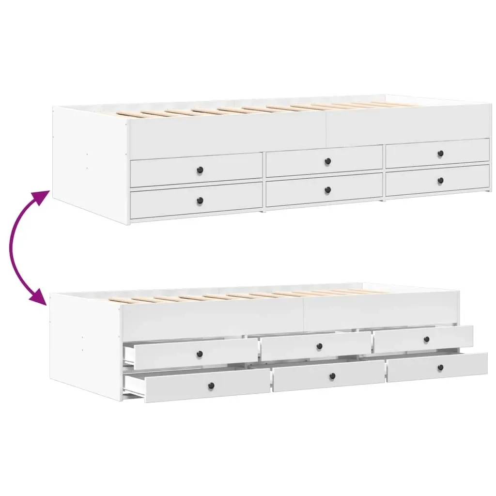 Daybed with Drawers White 90x190 cm Engineered Wood 3280881