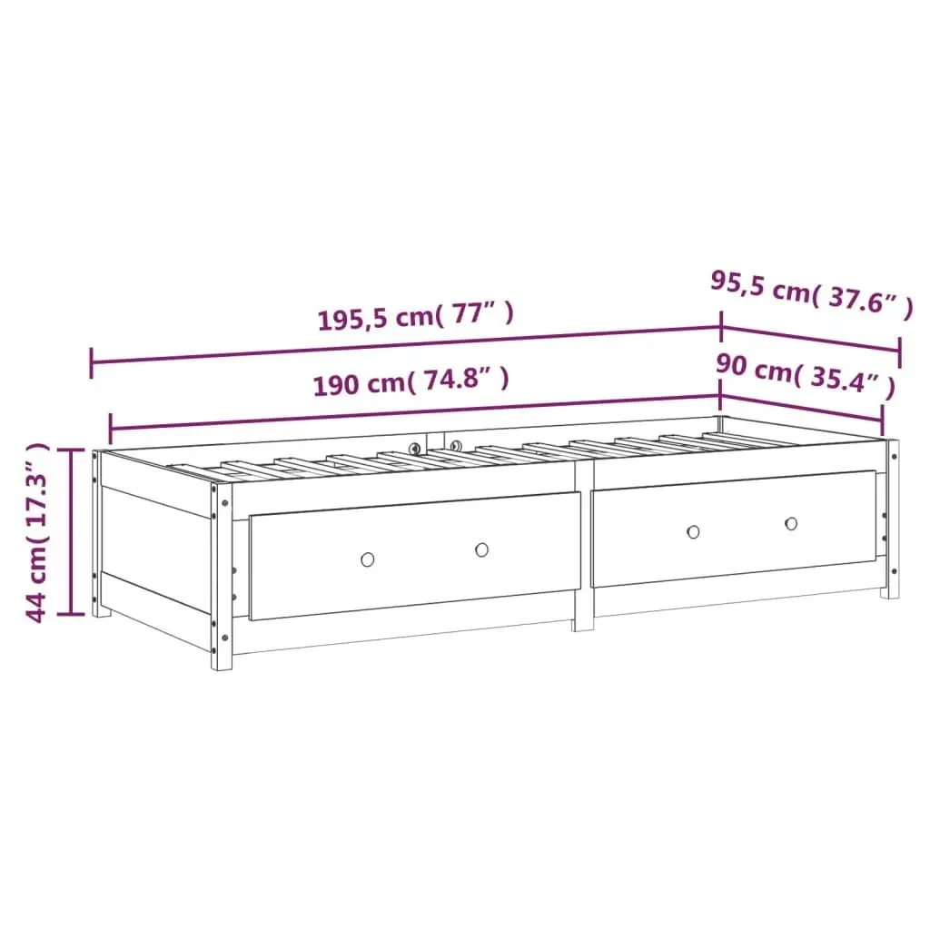 Day Bed without Mattress 90x190 cm Solid Wood Pine 821594