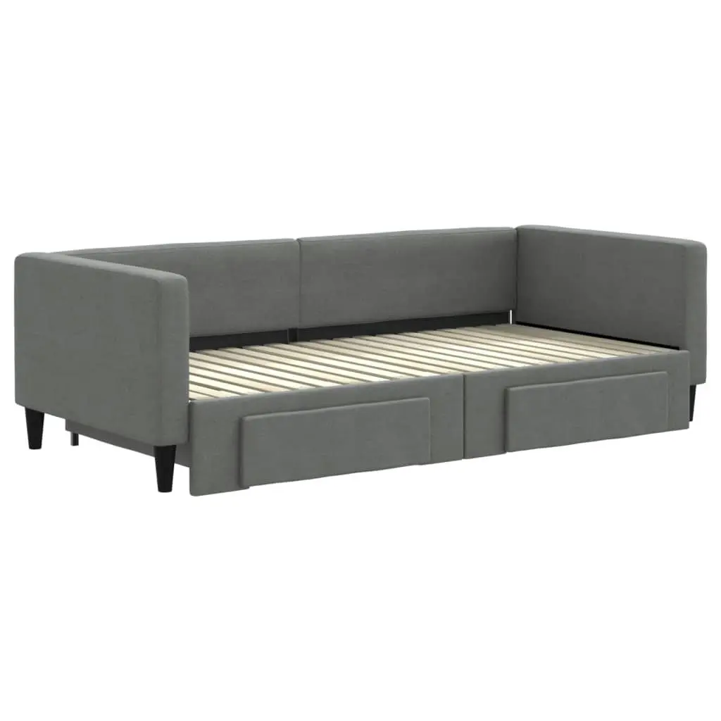 Daybed with Trundle and Drawers Dark Grey 90x190 cm Fabric 3196625