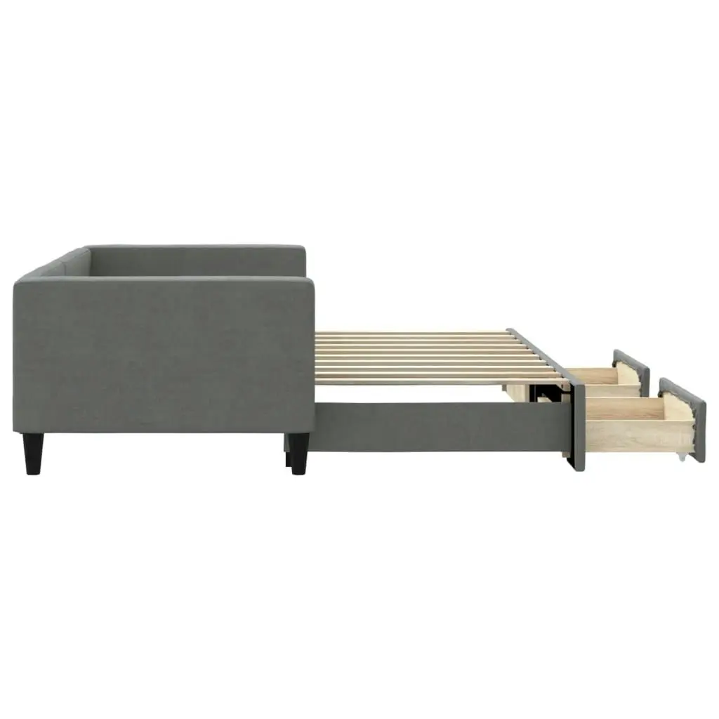 Daybed with Trundle and Drawers Dark Grey 90x190 cm Fabric 3196625