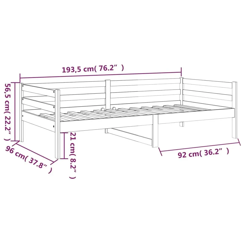 Day Bed White 92x187 cm Single Size Solid Wood Pine 814635