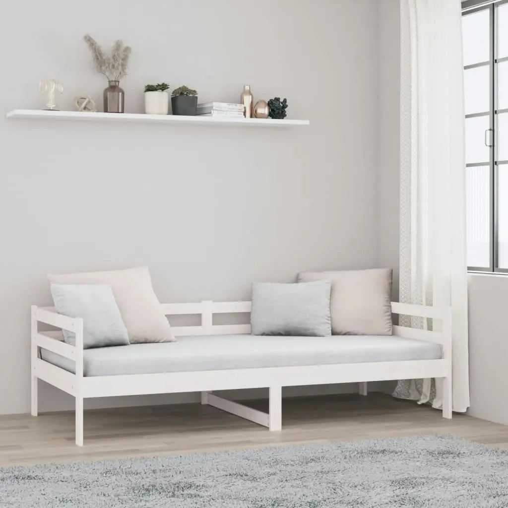 Day Bed White 92x187 cm Single Size Solid Wood Pine 814635