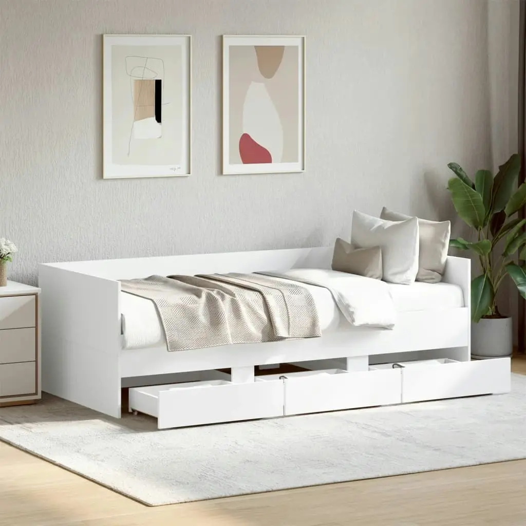 Daybed with Drawers White 90x190 cm Engineered Wood 3280825