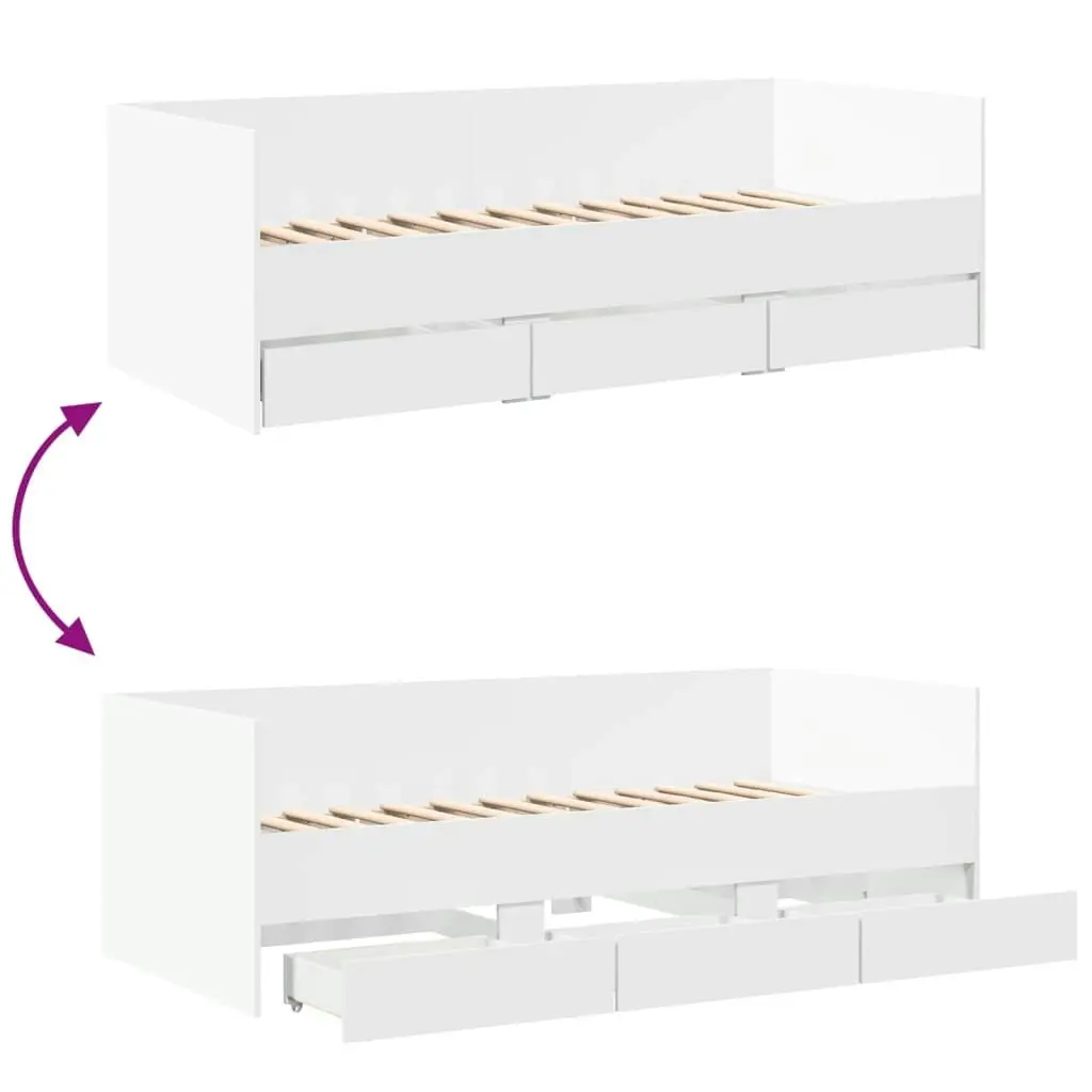 Daybed with Drawers White 90x190 cm Engineered Wood 3280825