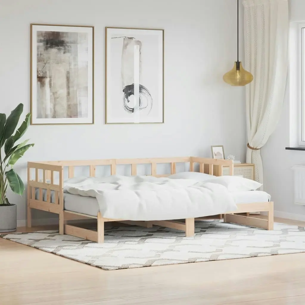 Daybed with Trundle 92x187 cm Single Size Solid Wood Pine 836210