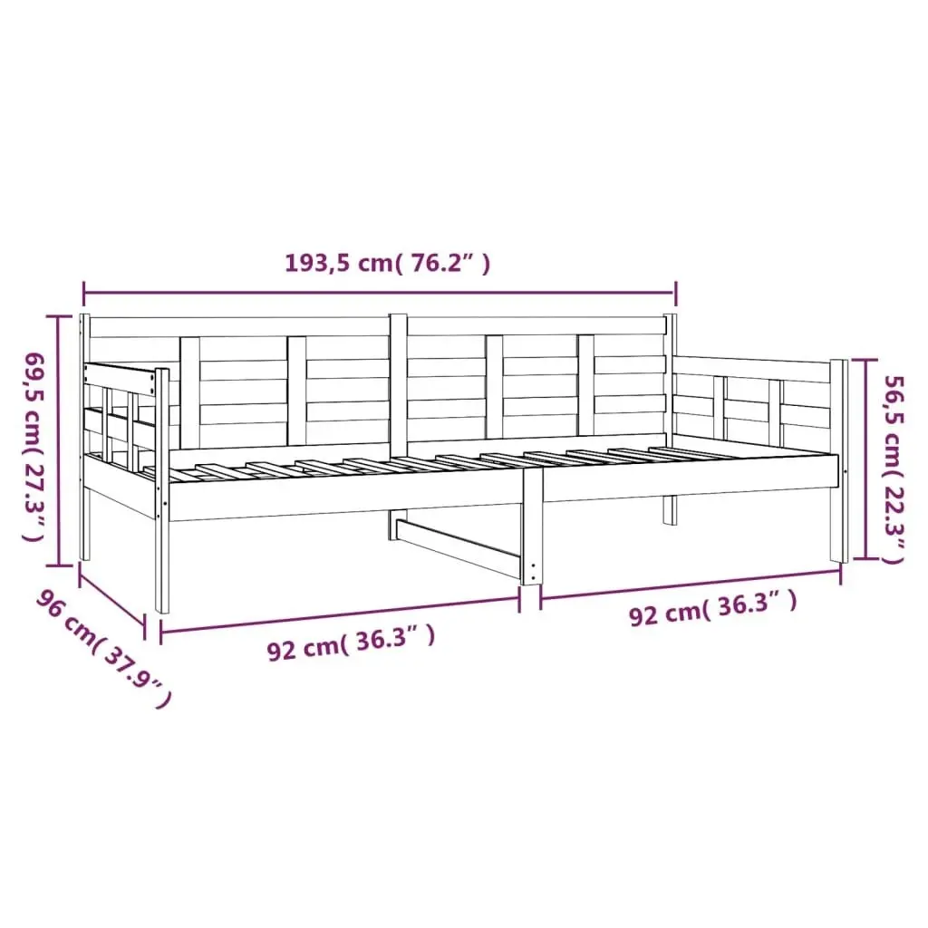 Day Bed White Solid Wood Pine 92x187 cm Single Size 820368