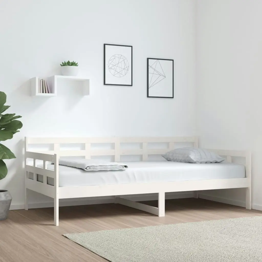 Day Bed White Solid Wood Pine 92x187 cm Single Size 820368