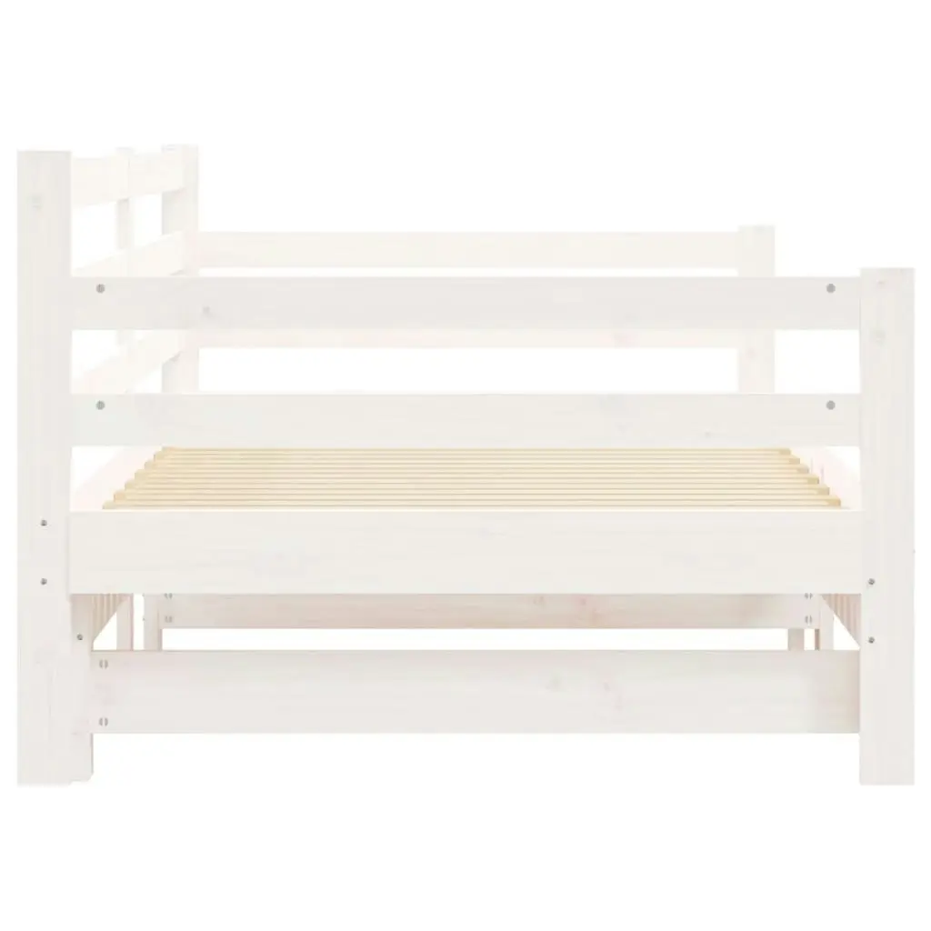 Daybed with Trundle White 92x187 cm Single Size Solid Wood Pine 836154