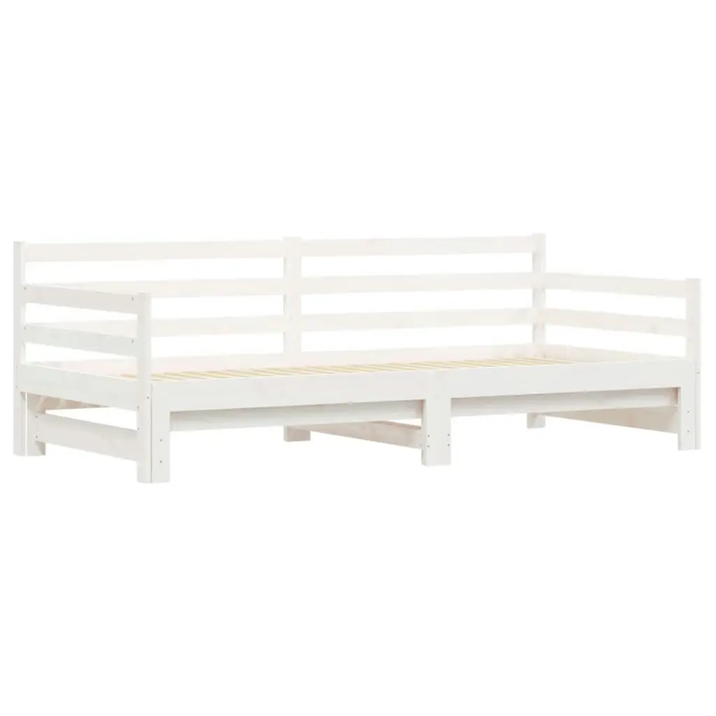 Daybed with Trundle White 92x187 cm Single Size Solid Wood Pine 836154