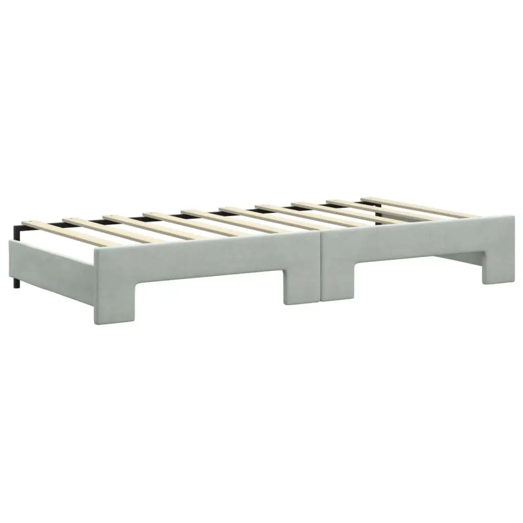 Daybed with Trundle and Drawers Light Grey 92x187 cm Single Size Velvet 3197832