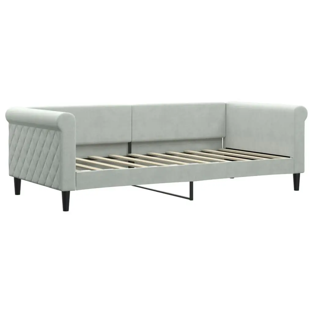 Daybed with Trundle and Drawers Light Grey 92x187 cm Single Size Velvet 3197832