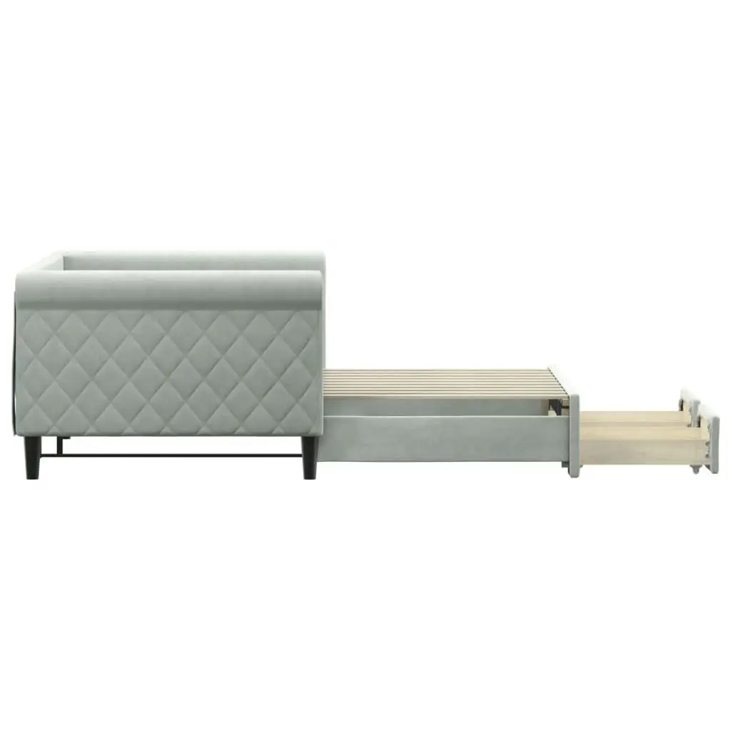 Daybed with Trundle and Drawers Light Grey 92x187 cm Single Size Velvet 3197832