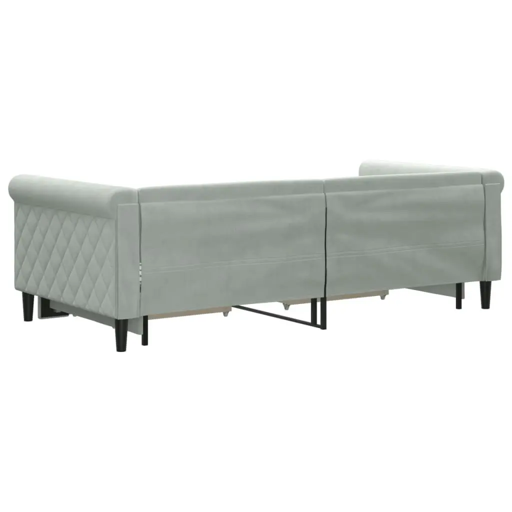 Daybed with Trundle and Drawers Light Grey 92x187 cm Single Size Velvet 3197832