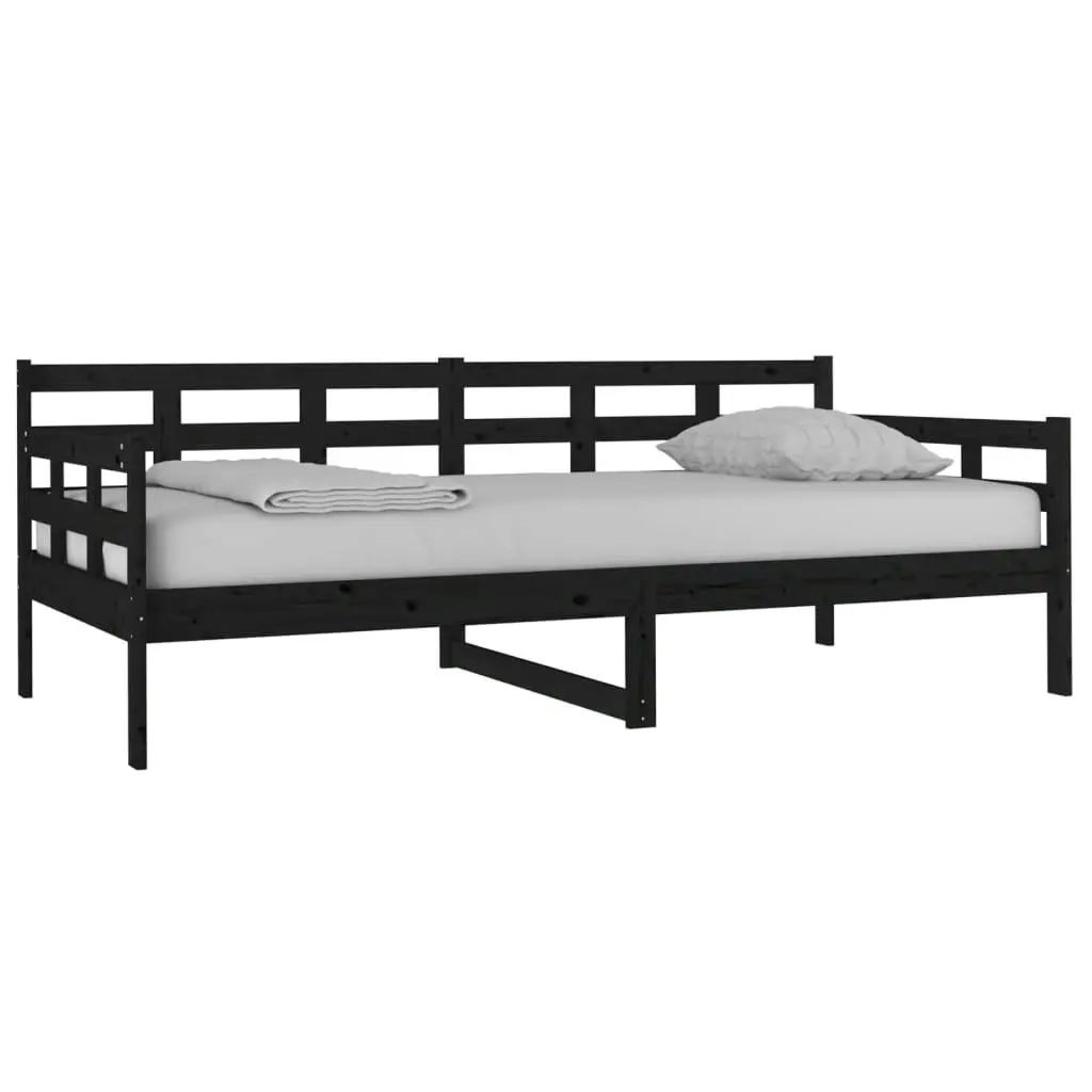 Day Bed Black Solid Wood Pine 92x187 cm Single Size 820371