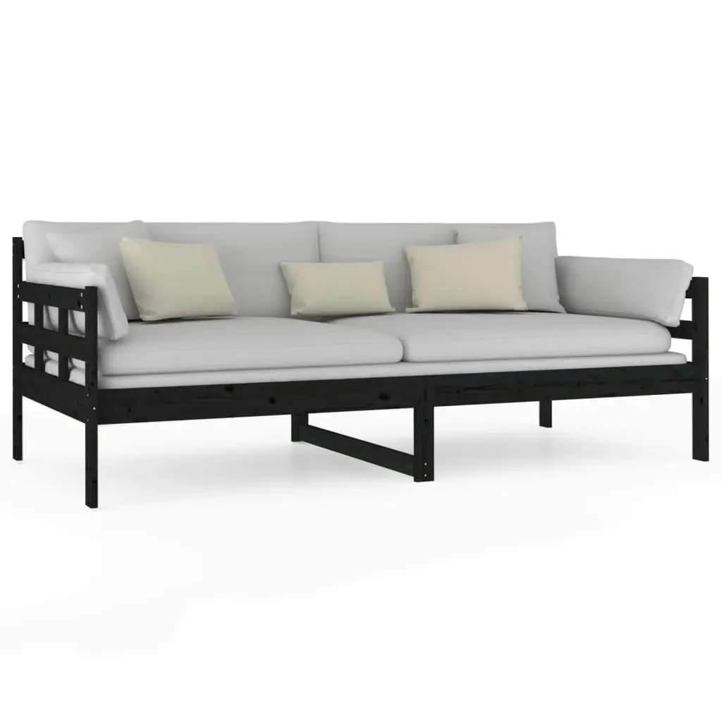 Day Bed Black Solid Wood Pine 92x187 cm Single Size 820371