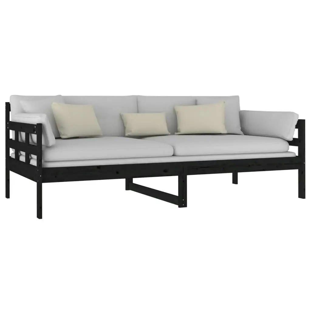 Day Bed Black Solid Wood Pine 92x187 cm Single Size 820371