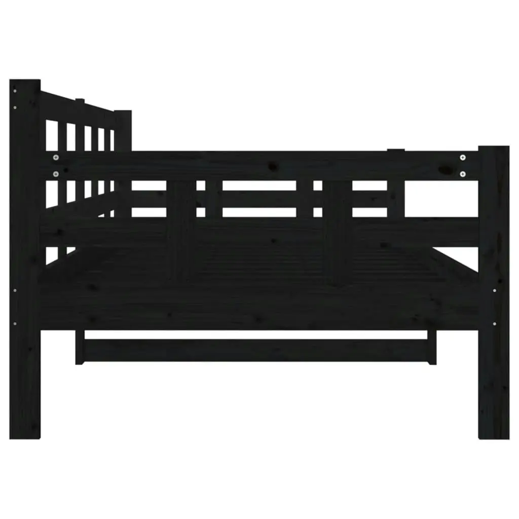 Day Bed Black Solid Wood Pine 92x187 cm Single Size 820371