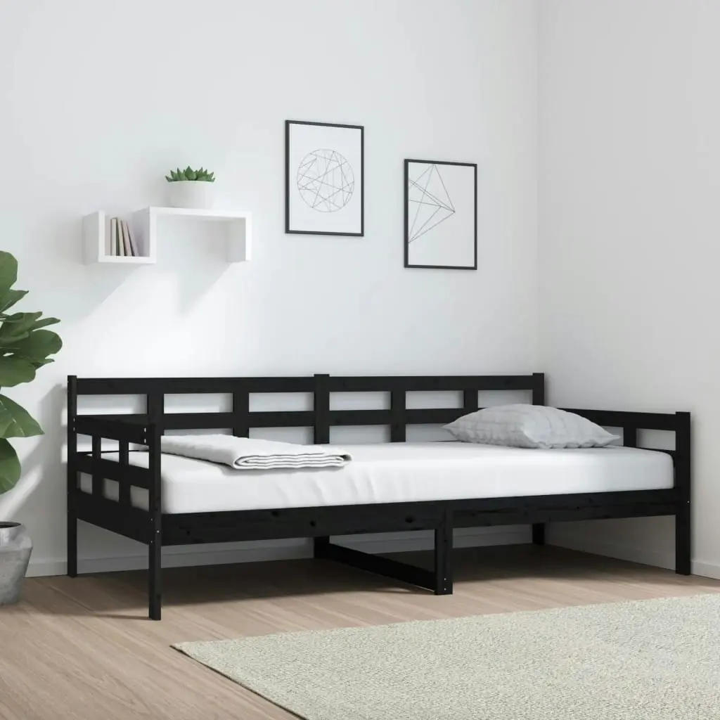 Day Bed Black Solid Wood Pine 92x187 cm Single Size 820371