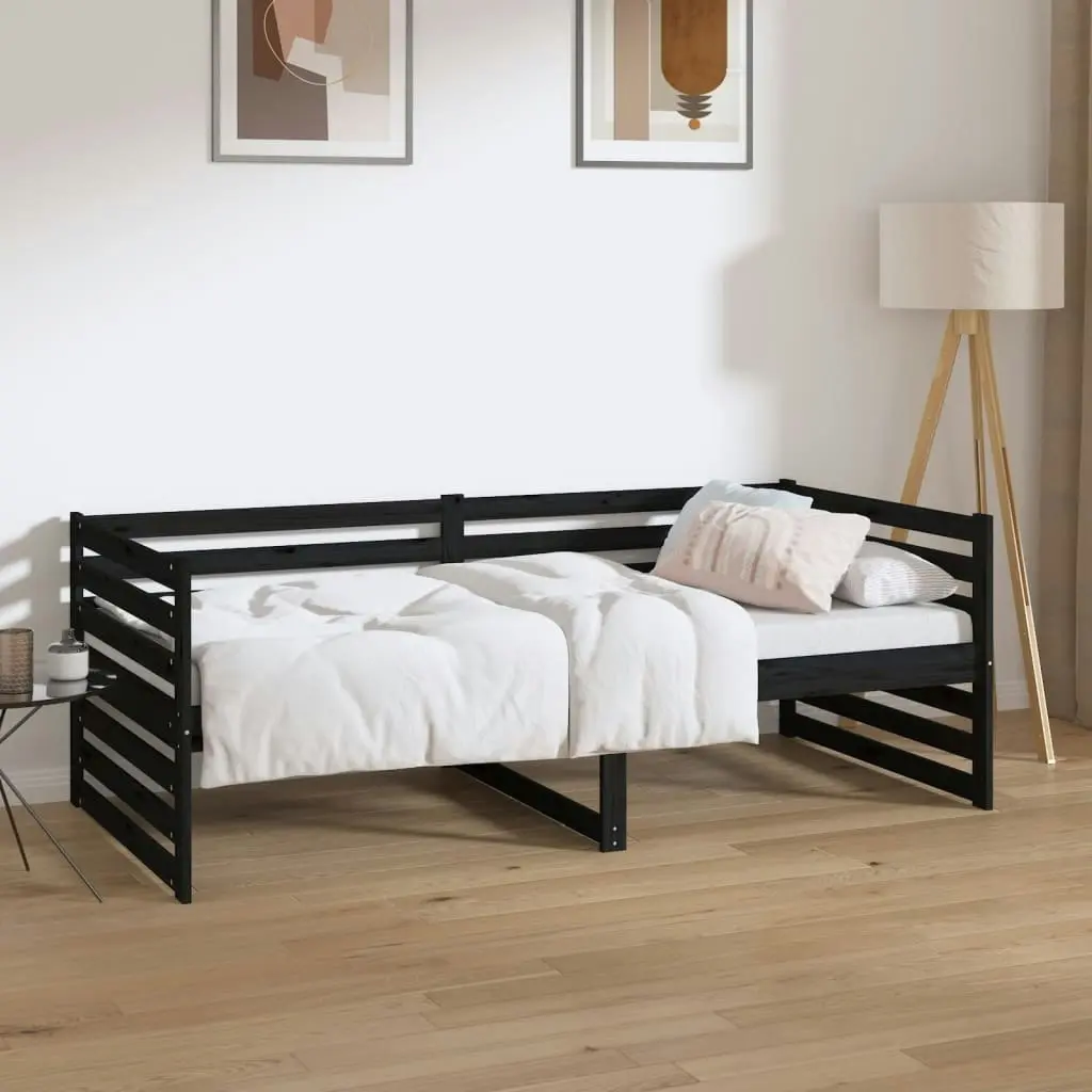 Day Bed Black 92x187 cm Single Size Solid Wood Pine 814653