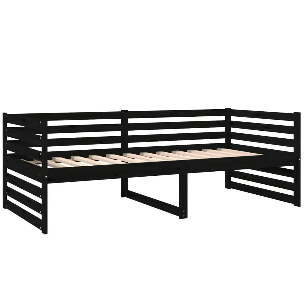 Day Bed Black 92x187 cm Single Size Solid Wood Pine 814653