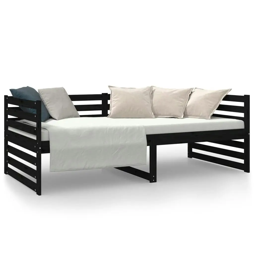 Day Bed Black 92x187 cm Single Size Solid Wood Pine 814653