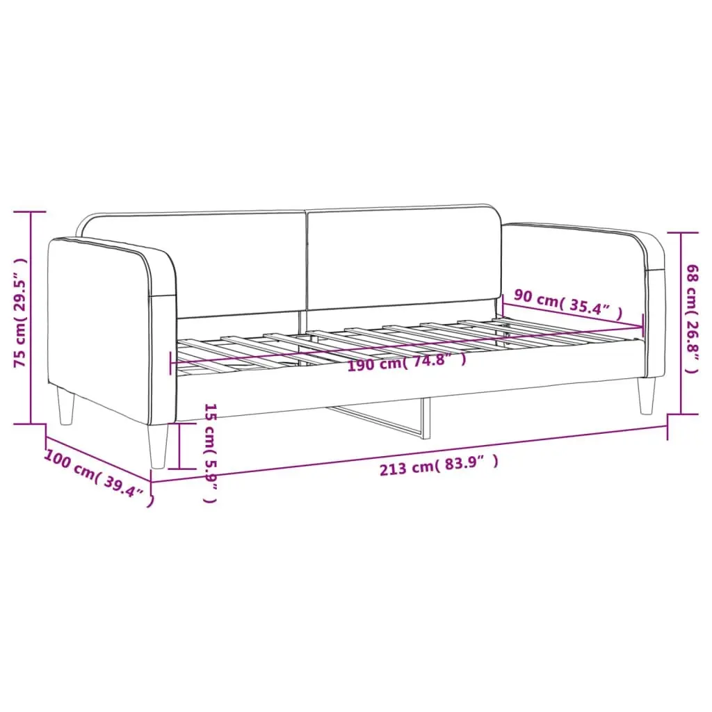 Day Bed Light Grey 92x187 cm Single Size Fabric 354043