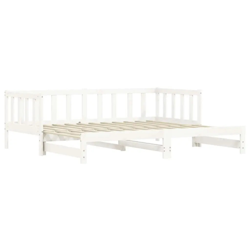 Day Bed with Trundle White 92x187 cm Single Size Solid Wood Pine 836163