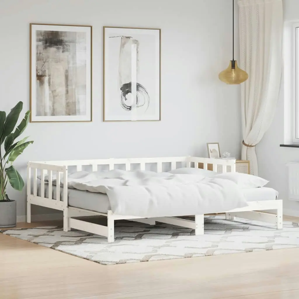 Day Bed with Trundle White 92x187 cm Single Size Solid Wood Pine 836163