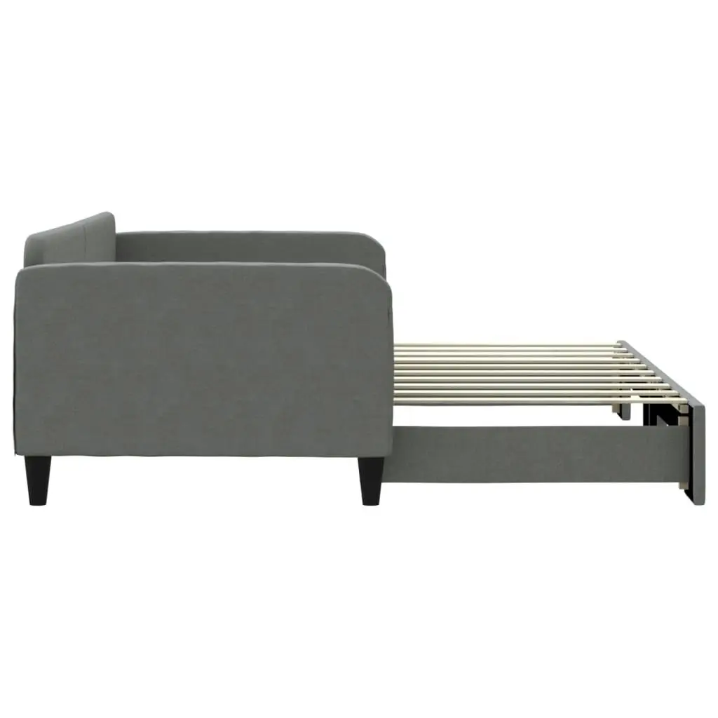 Daybed with Trundle Dark Grey 92x187 cm Single Size Fabric 3196827