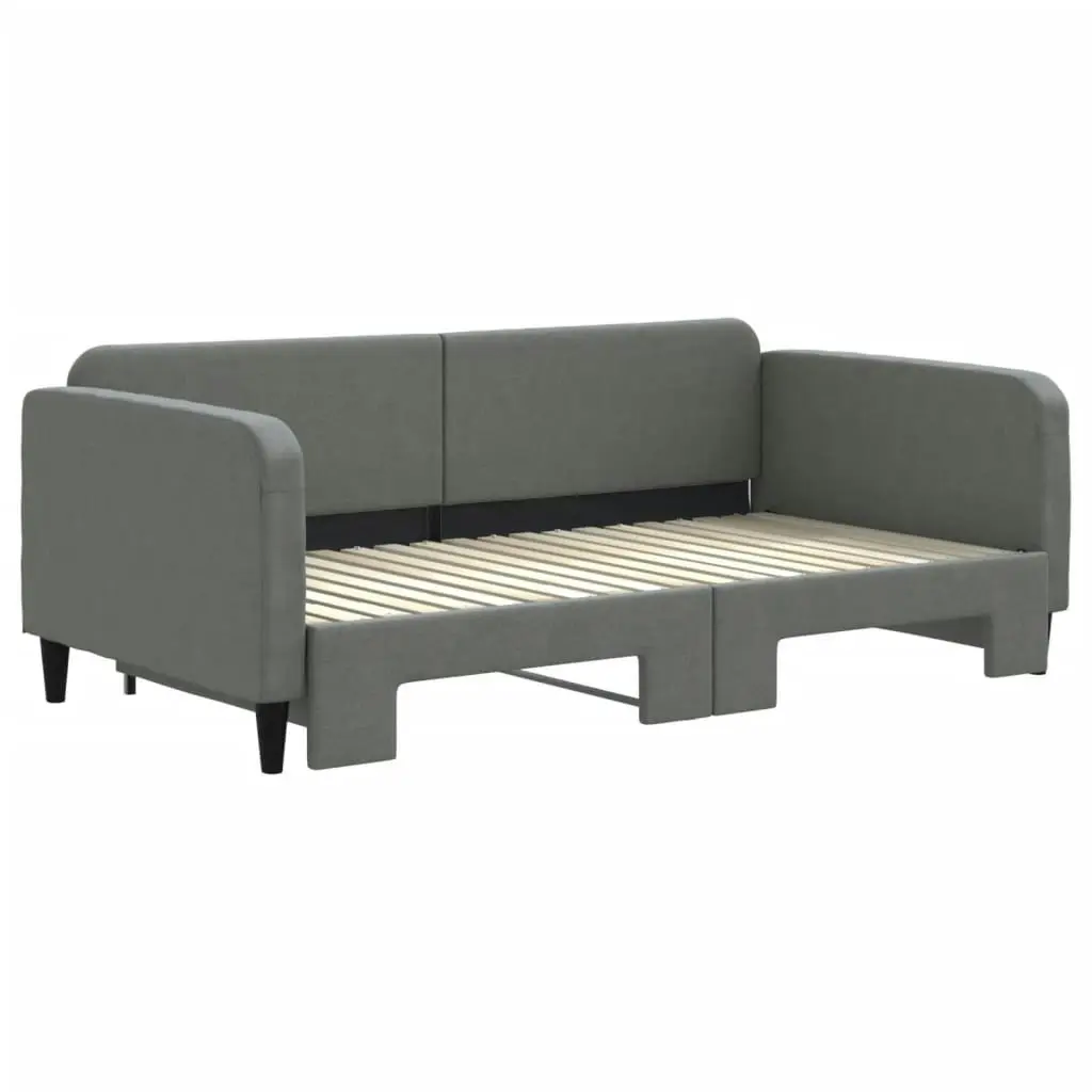 Daybed with Trundle Dark Grey 92x187 cm Single Size Fabric 3196827