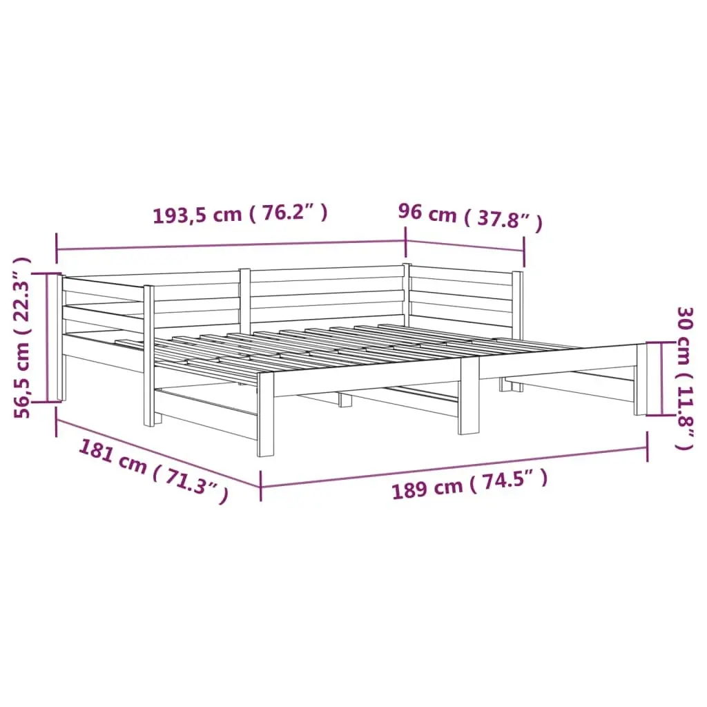 Day Bed with Trundle without Mattress 90x190 cm Solid Wood 840135