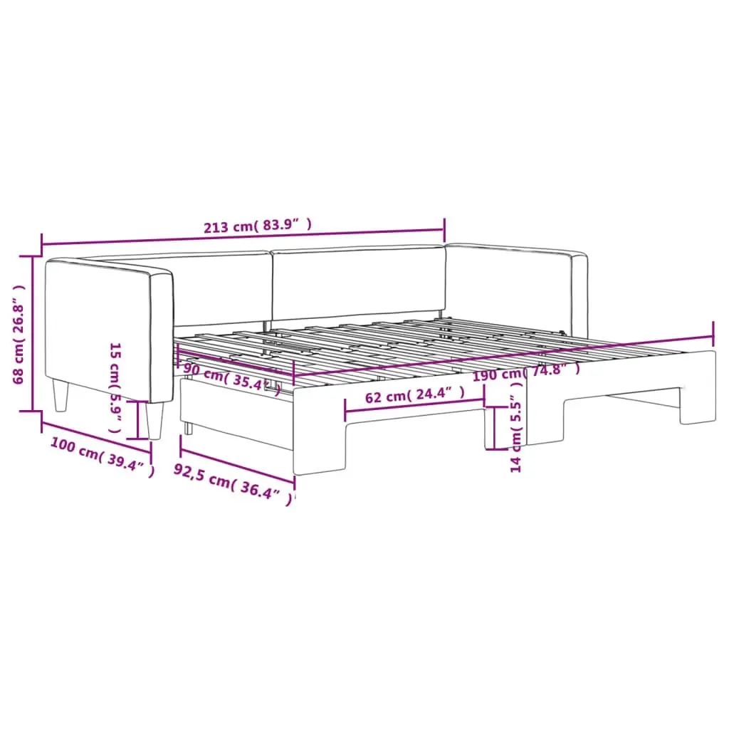 Daybed with Trundle Light Grey 90x190 cm Fabric 3196588