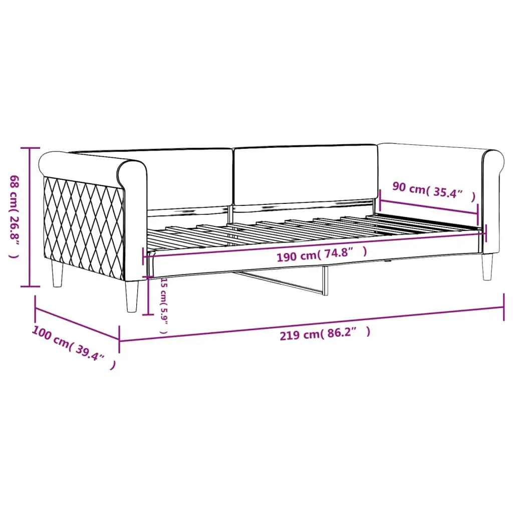 Day Bed without Mattress Light Grey 90x190 cm Velvet 354257