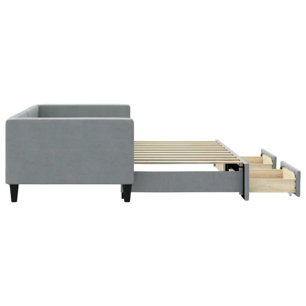 Daybed with Trundle and Drawers Light Grey 90x190 cm Fabric 3196624