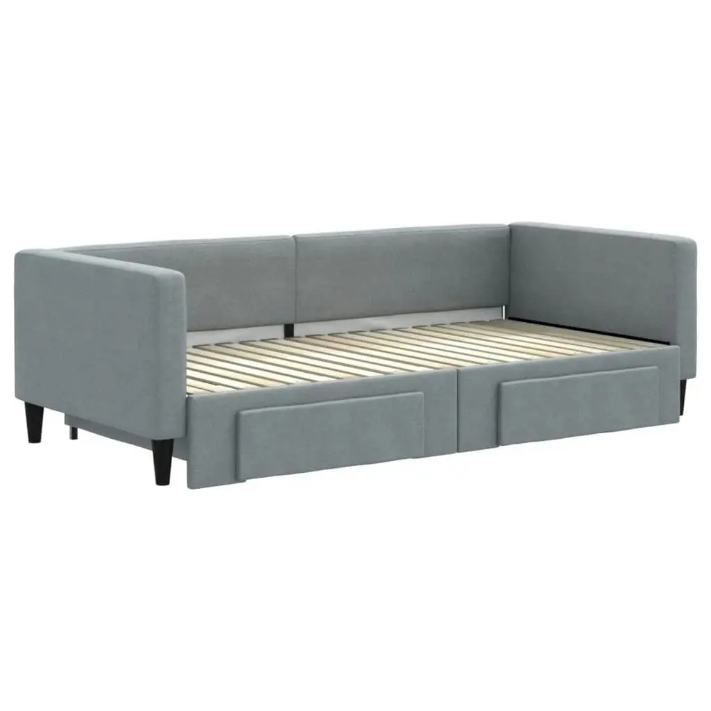 Daybed with Trundle and Drawers Light Grey 90x190 cm Fabric 3196624