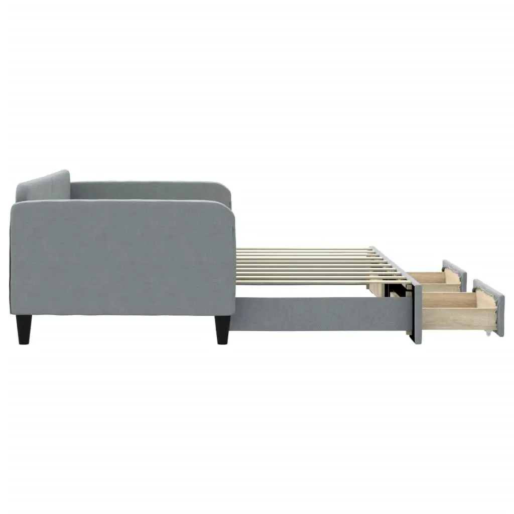 Daybed with Trundle and Drawers Light Grey 92x187 cm Single Size Fabric 3196862