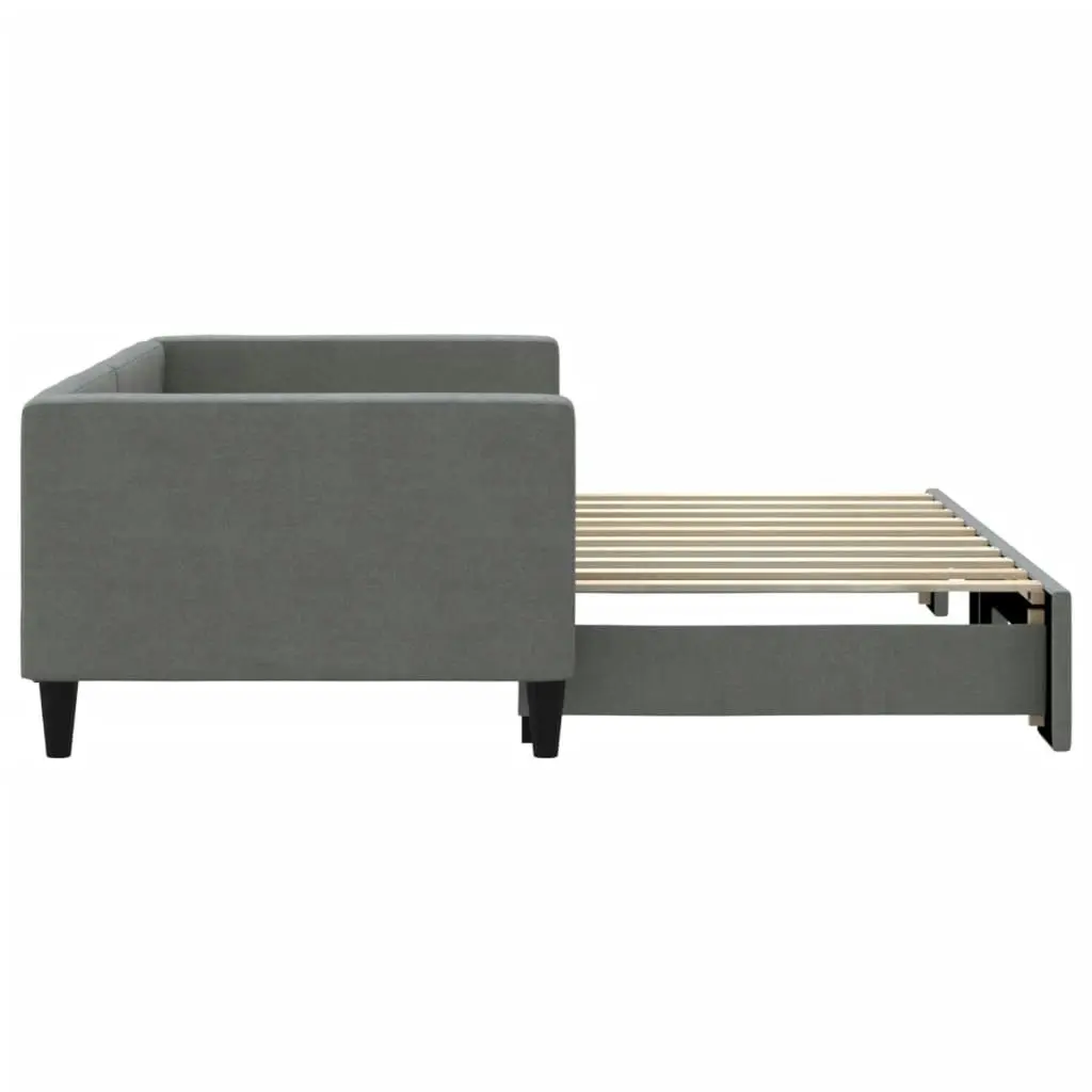 Daybed with Trundle Dark Grey 92x187 cm Single Size Fabric 3196589