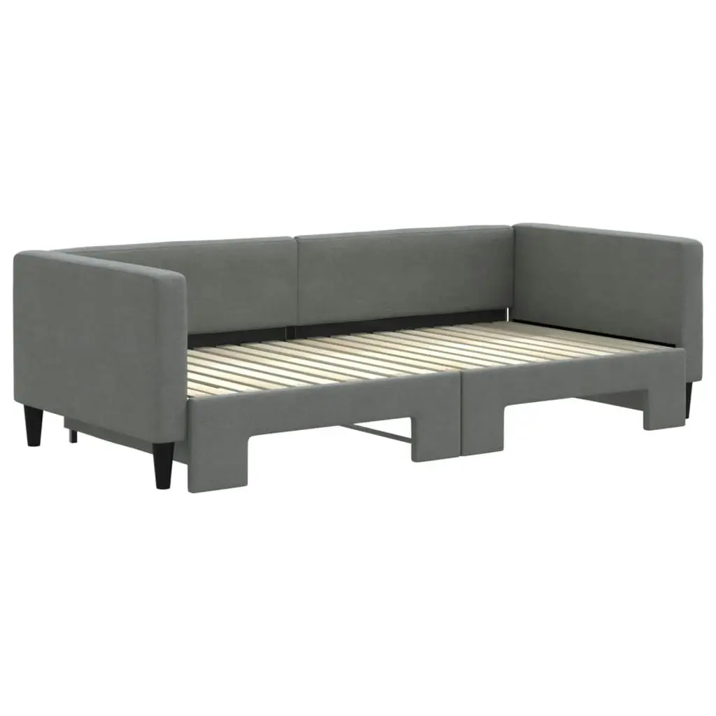 Daybed with Trundle Dark Grey 92x187 cm Single Size Fabric 3196589