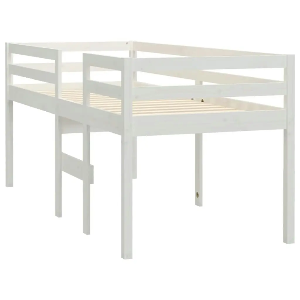 High Sleeper Bed White 92x187 cm Single Size Solid Wood Pine 821615