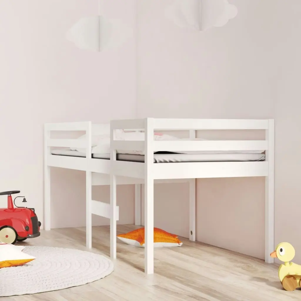 High Sleeper Bed White 92x187 cm Single Size Solid Wood Pine 821615