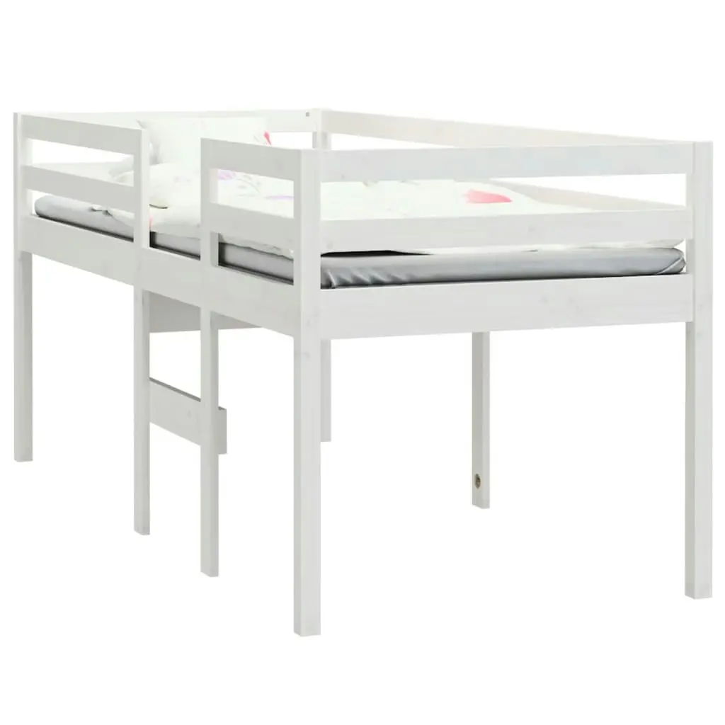 High Sleeper Bed White 92x187 cm Single Size Solid Wood Pine 821615