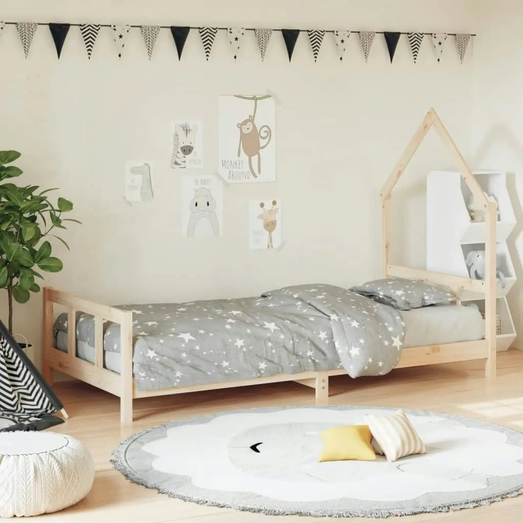 Kids Bed Frame 92x187 cm Single Solid Wood Pine 834561