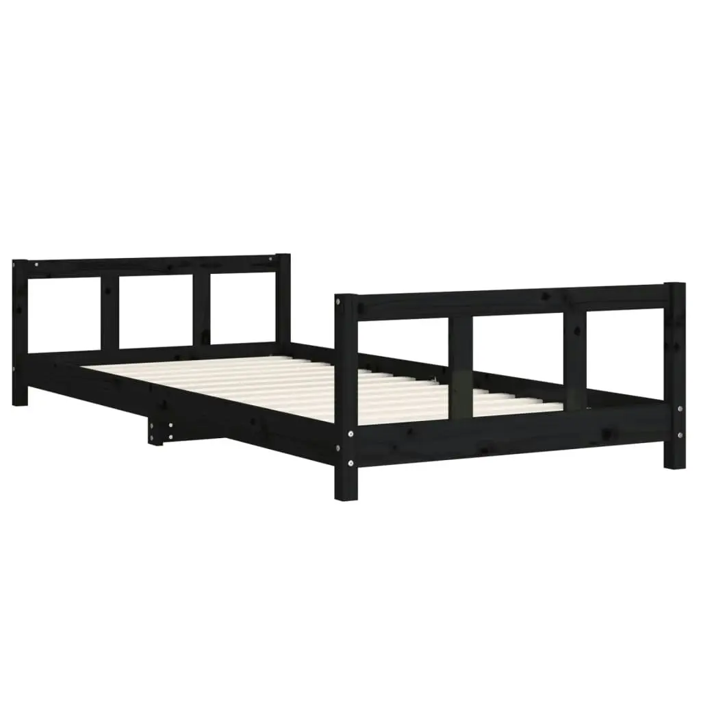 Kids Bed Frame Black 90x190 cm Solid Wood Pine 834434