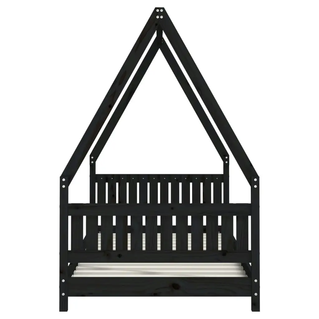 Kids Bed Frame Black 90x190 cm Solid Wood Pine 834509