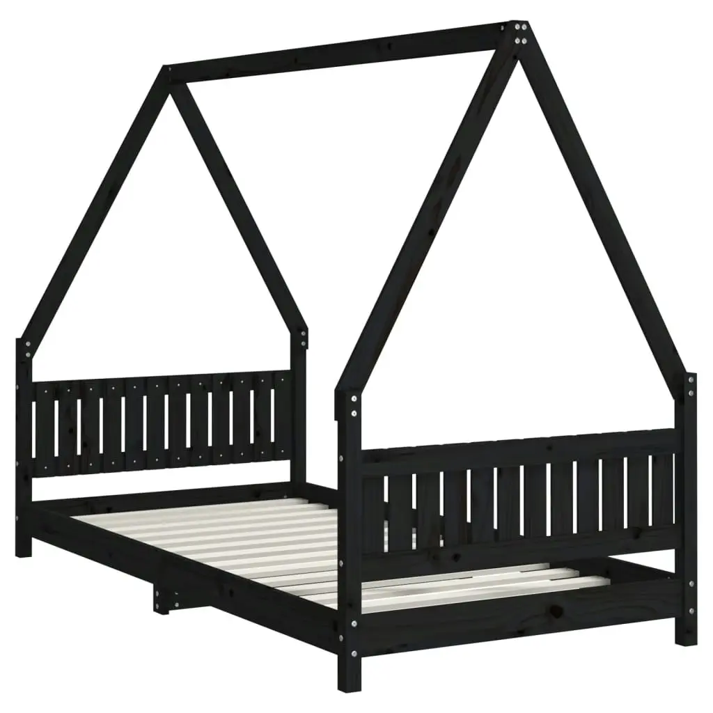 Kids Bed Frame Black 90x190 cm Solid Wood Pine 834509