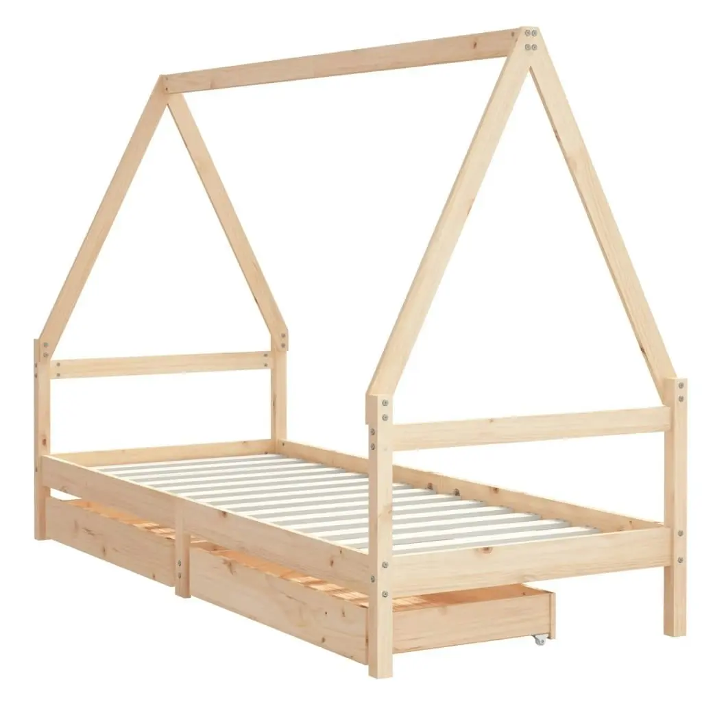 Kids Bed Frame with Drawers 90x190 cm Solid Wood Pine 834477