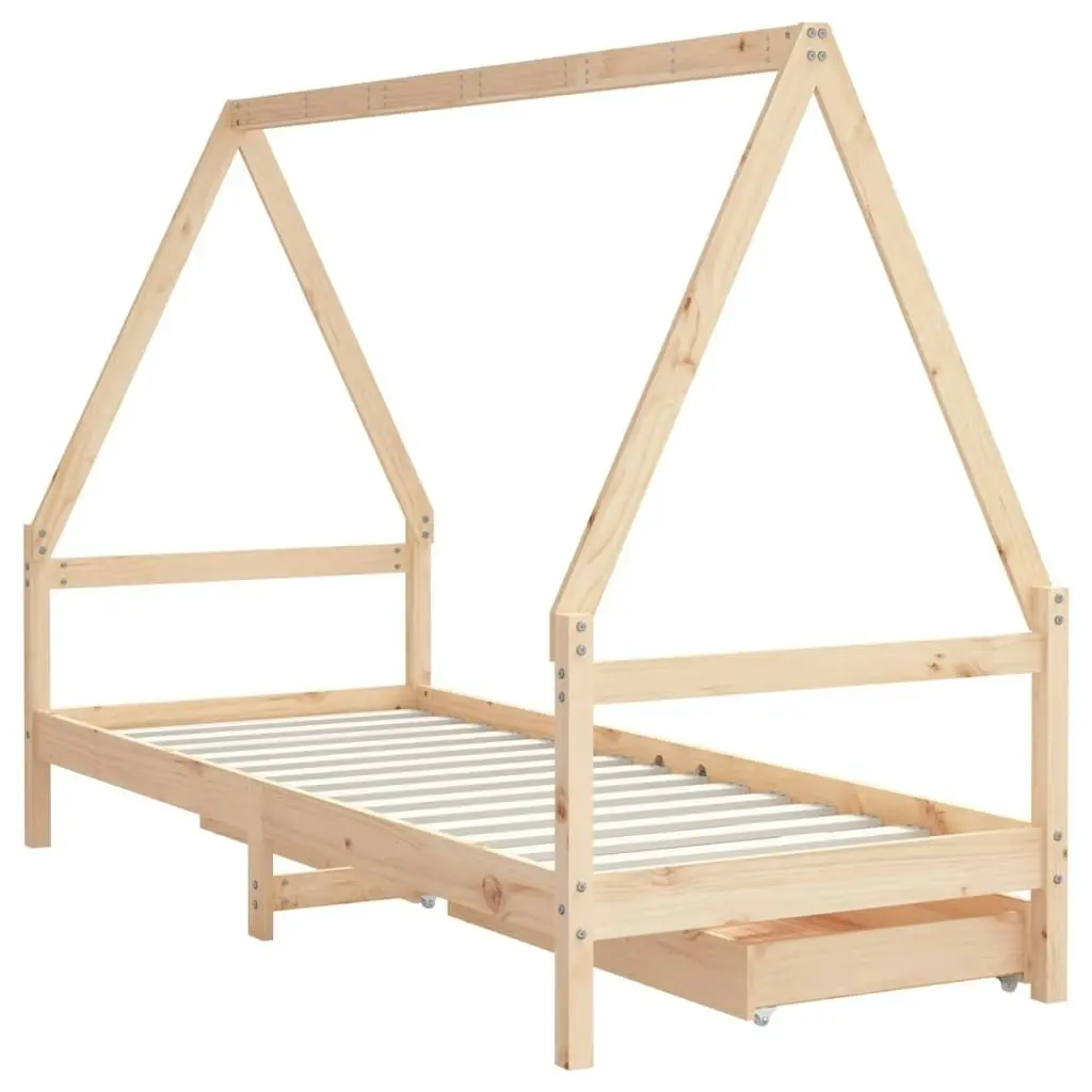 Kids Bed Frame with Drawers 90x190 cm Solid Wood Pine 834477