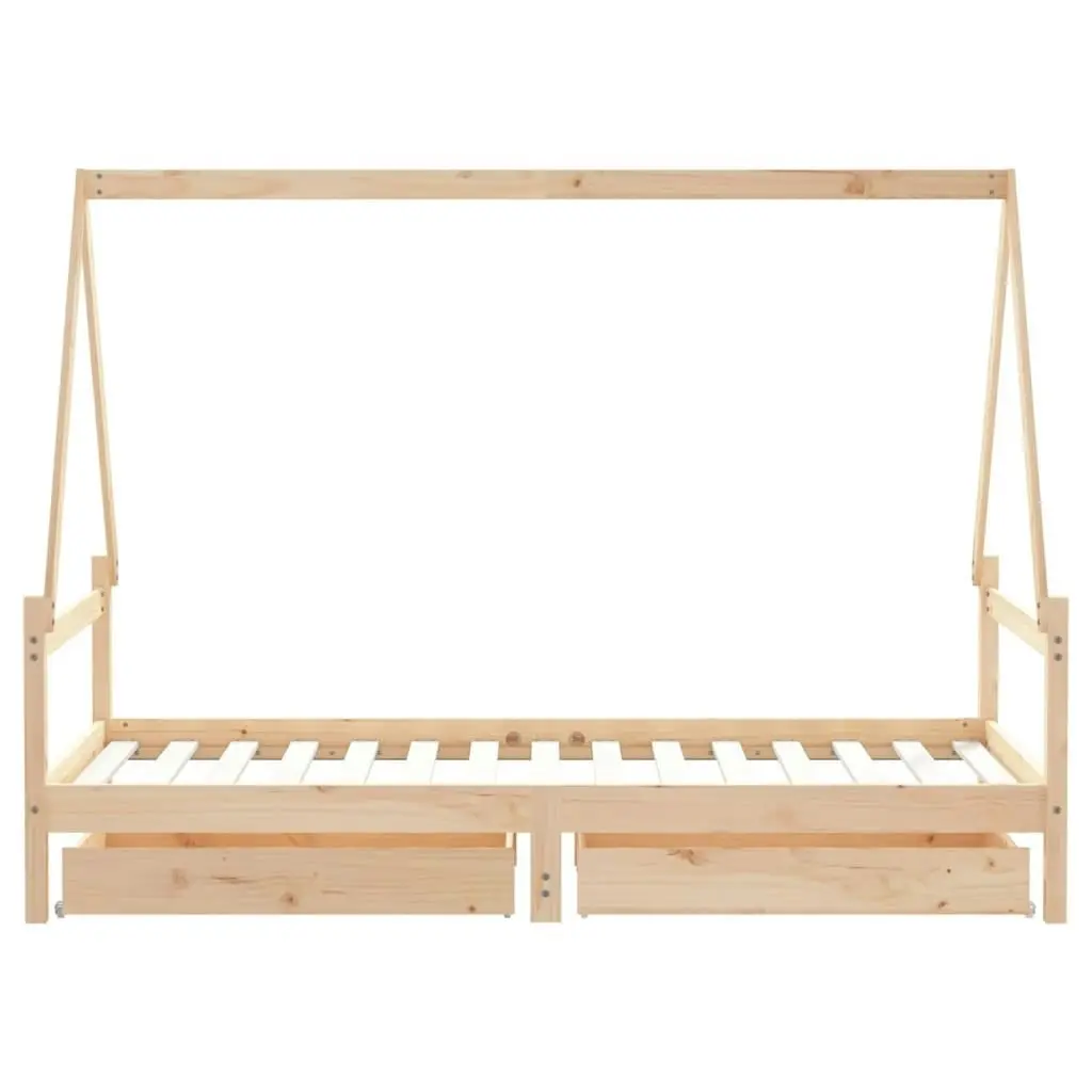 Kids Bed Frame with Drawers 90x190 cm Solid Wood Pine 834477